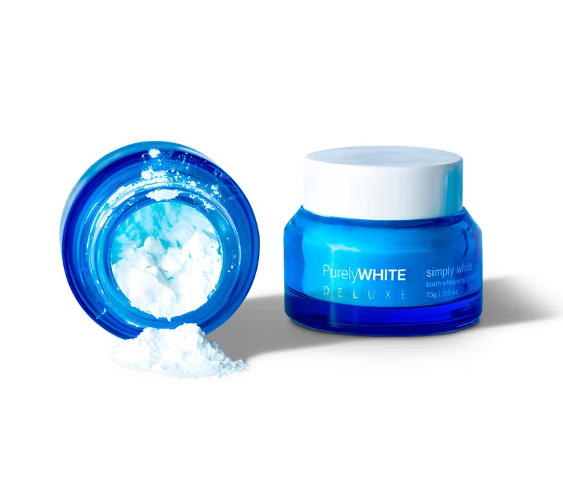 PurelyWHITE Deluxe blue teeth whitening powder jar